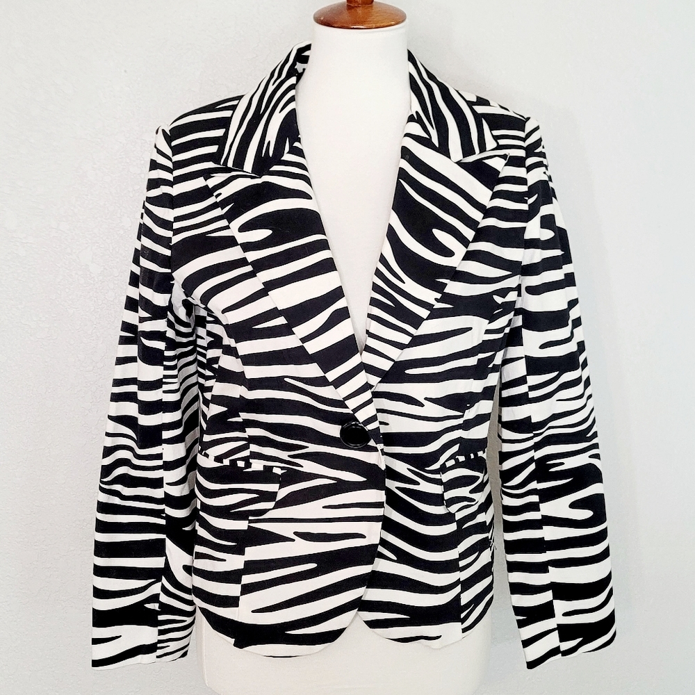 NWT Lisa International Animal Print Zebra Blazer